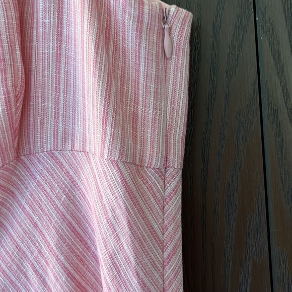 Loft petite linen blend sleeveless, midi dress. White and pink striped. S 6P - Picture 4 of 8